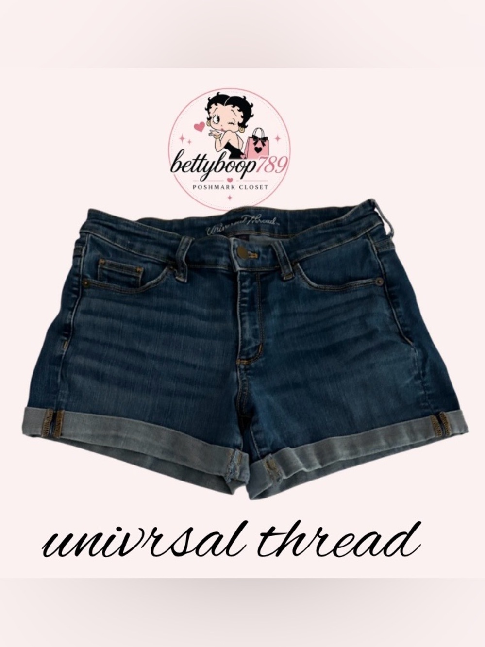 Universal Thread Faded Blue Rolled-Hem Denim Shorts